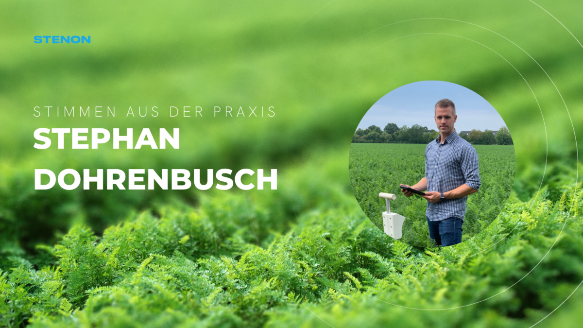 Ein Laptop mit dem geöffneten Artikel "Stimmen aus der Praxis: Stephan Dohrenbusch" und einem daneben liegenden FarmLab