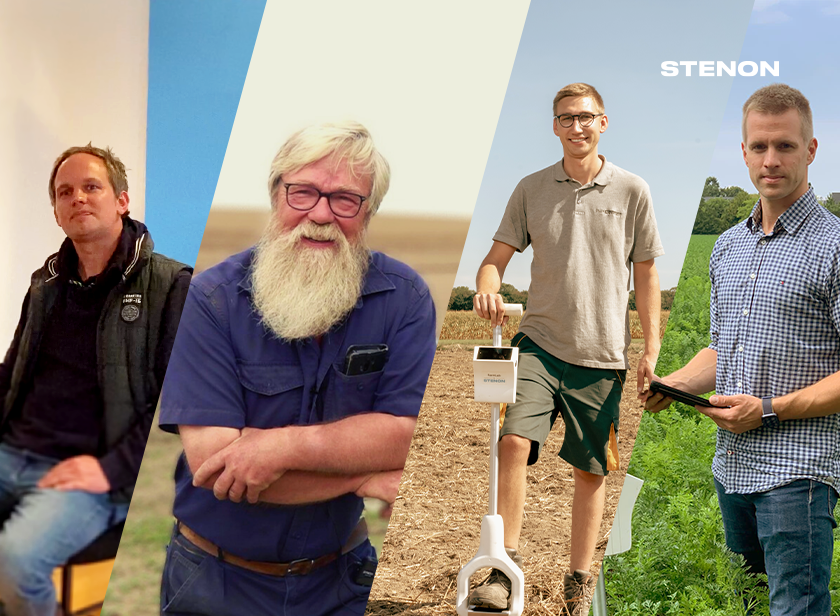 Die Bilder von vier Landwirten, die ein Interview mit Stenon geführt haben, nebeneinander